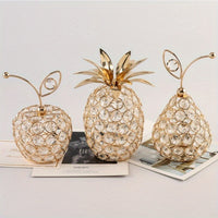 Golden Crystal Fruit Ornaments - 3pcs Set