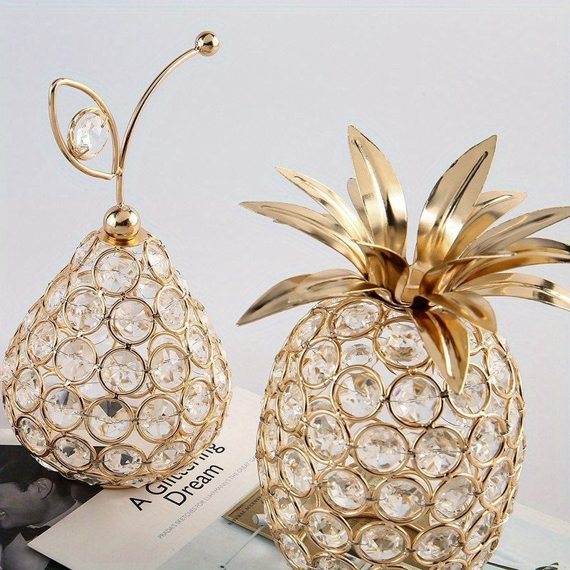 Golden Crystal Fruit Ornaments - 3pcs Set