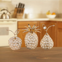 Golden Crystal Fruit Ornaments - 3pcs Set