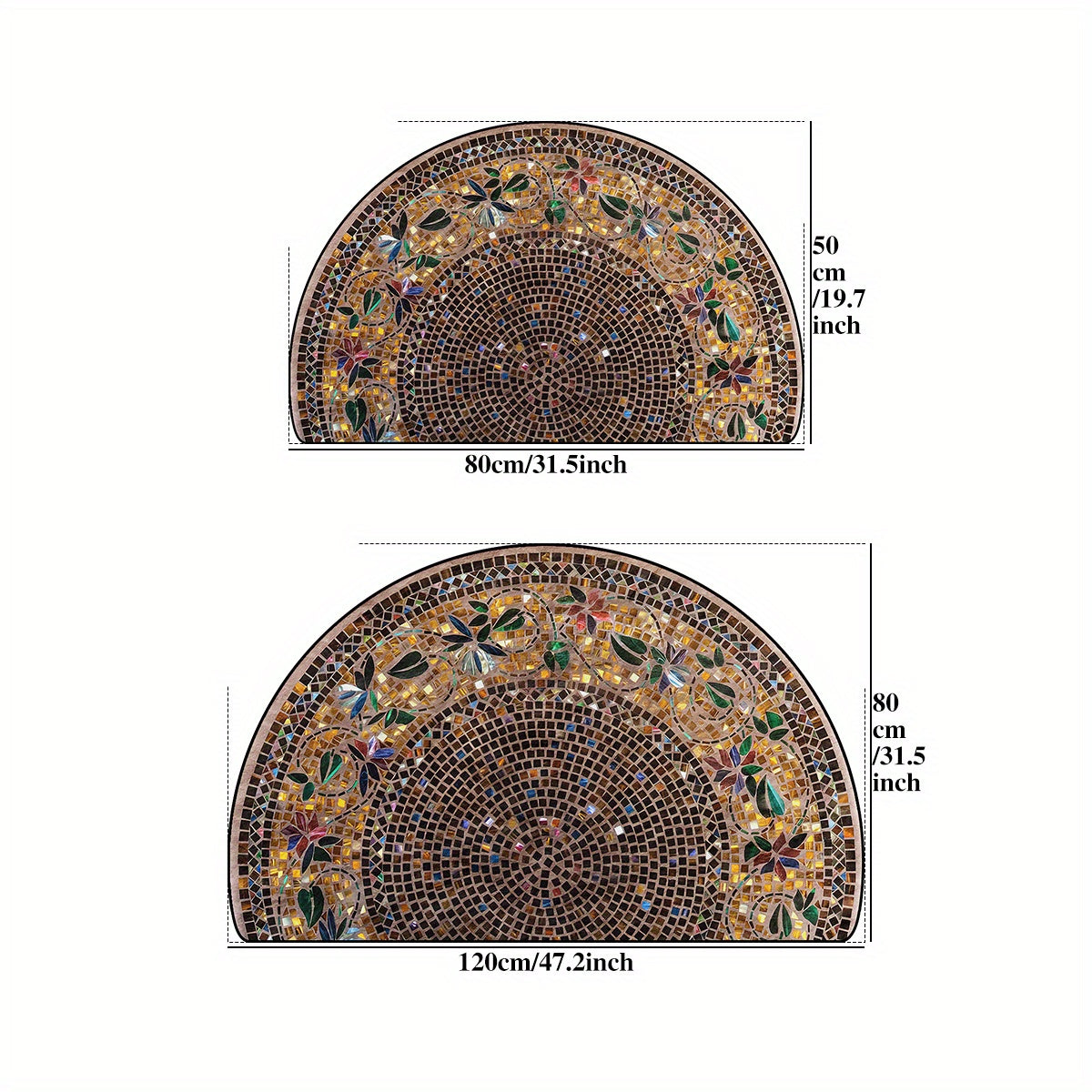 Luxury Retro Ethnic Style Semi-Circular Welcome Mat, Crystal Velvet with Starry Sky Design, 1000g/m² Weight, 6mm Thickness, Dust-Proof and Soil-Scraping Entrance Mat, Non-Slip Home Decor Mat, Indoor Welcome Mat | Starry Sky