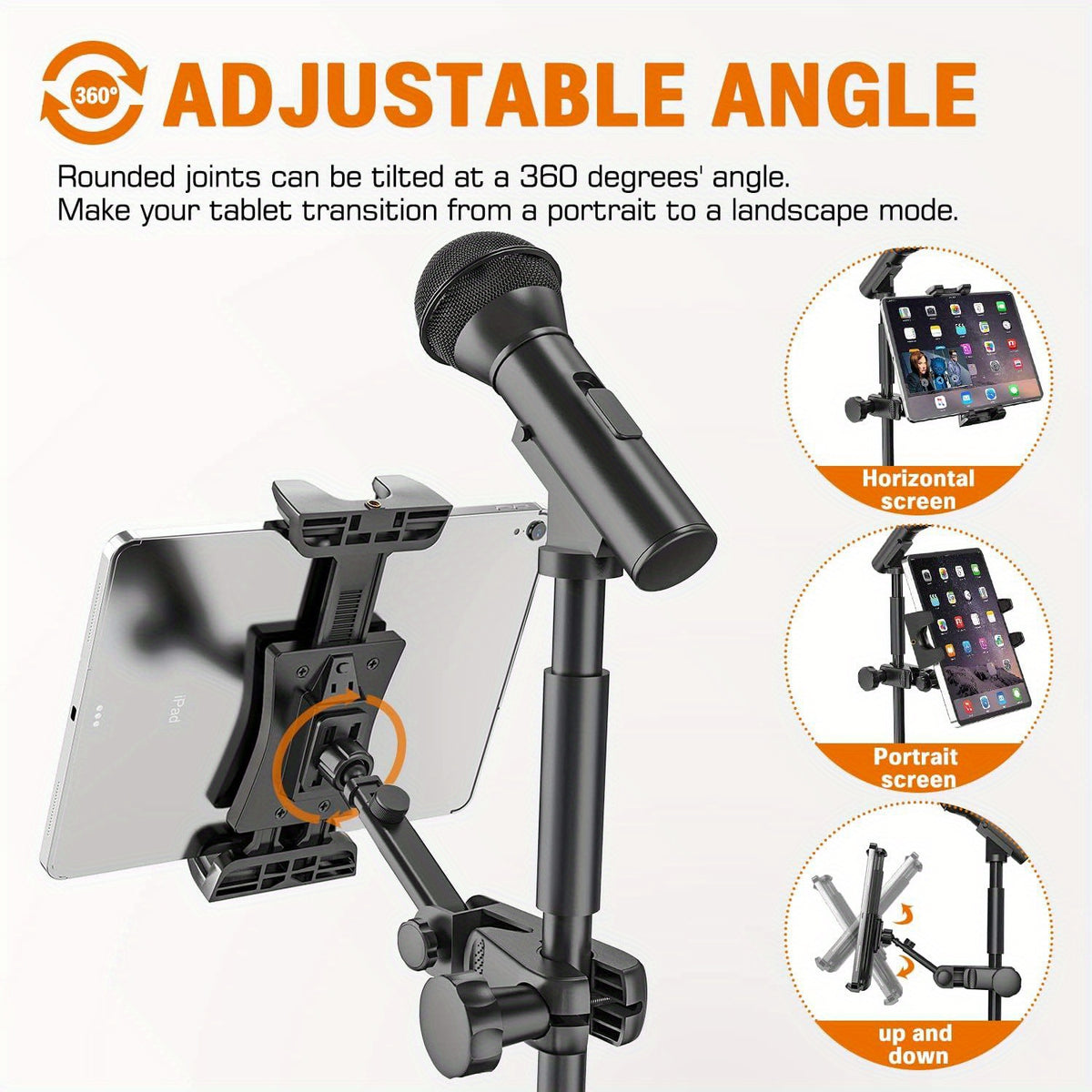 Universal Adjustable Tablet Holder - Microphone Stand, ABS Resin Mic Stand