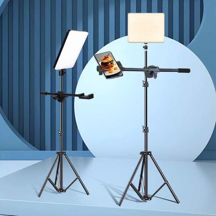 LED Video Light Kit - Dimmable with Tripod Stand & Phone Holder