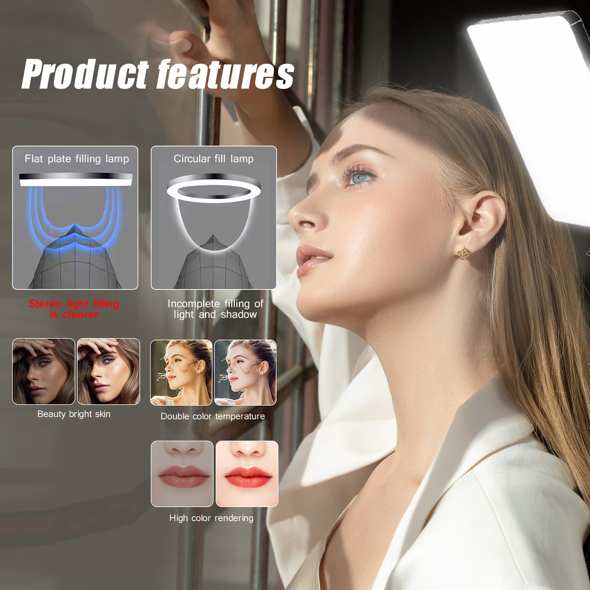LED Video Light Kit - Dimmable with Tripod Stand & Phone Holder