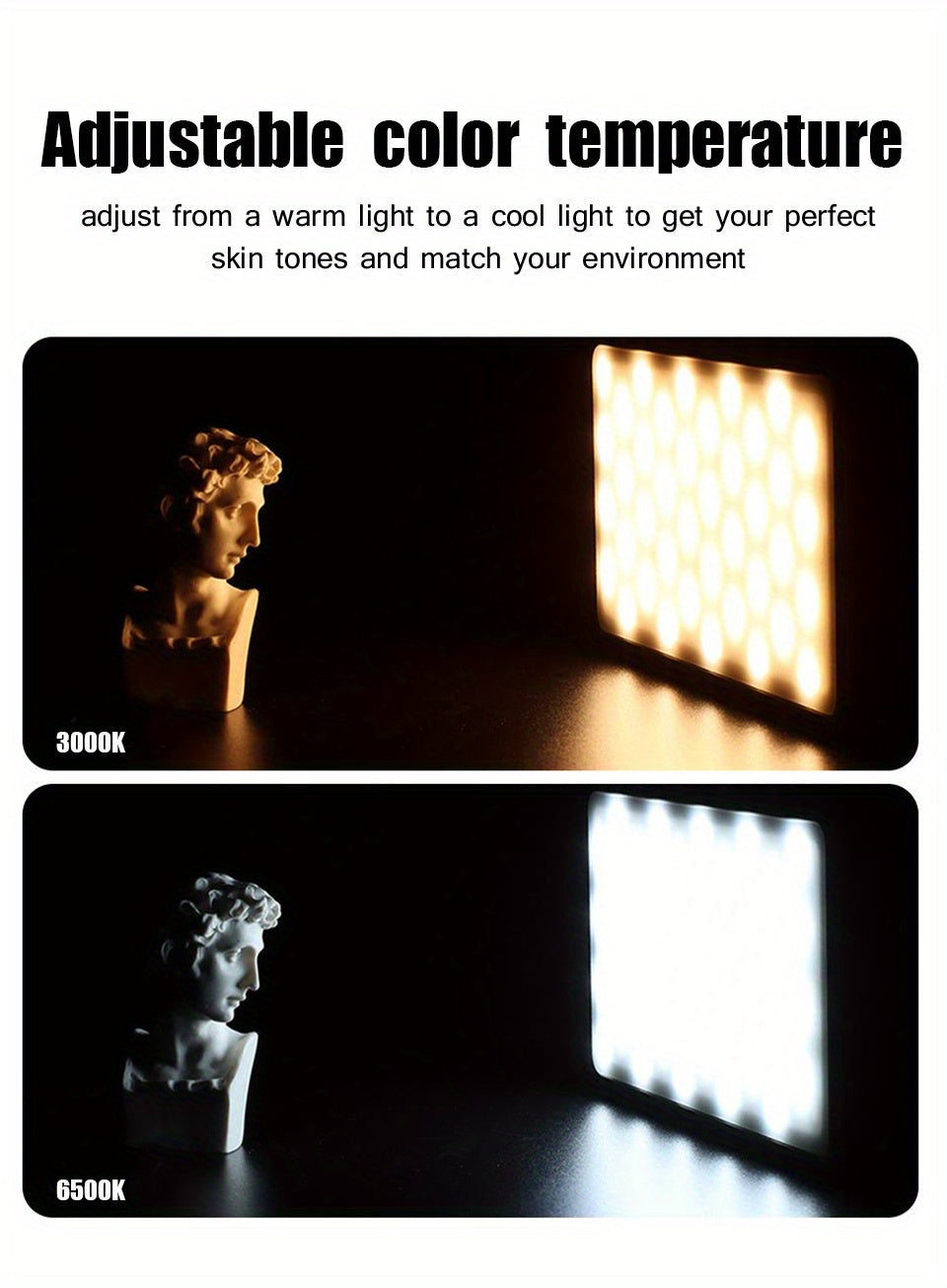 LED Video Light Kit - Dimmable with Tripod Stand & Phone Holder