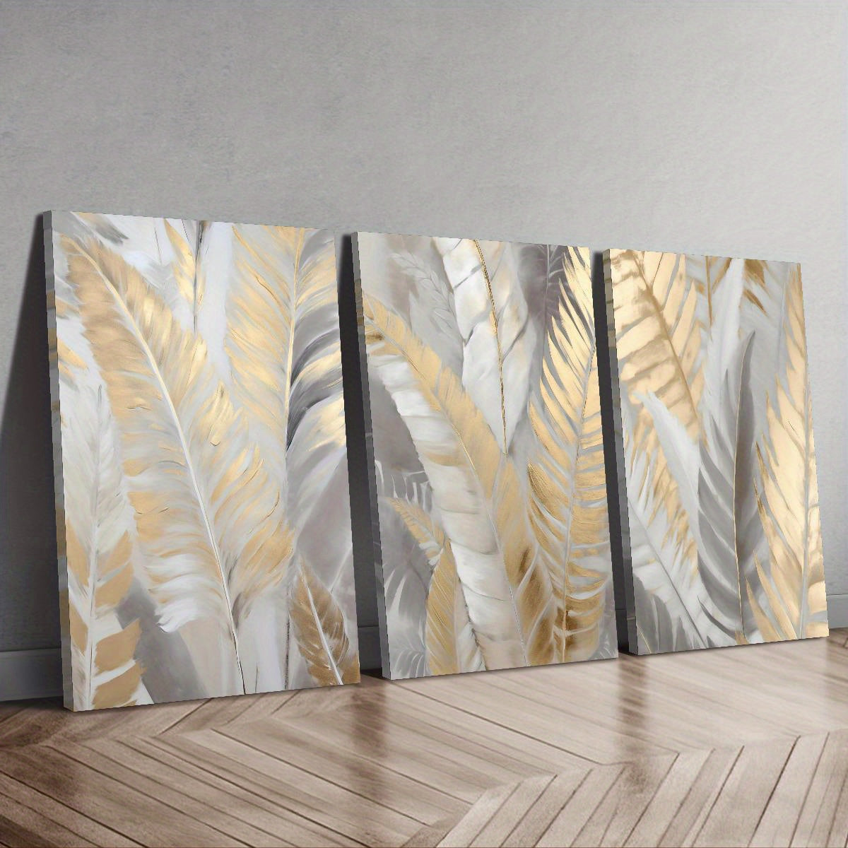 Luxury Minimalist Canvas Wall Art Set with Wooden Frames - 3pcs