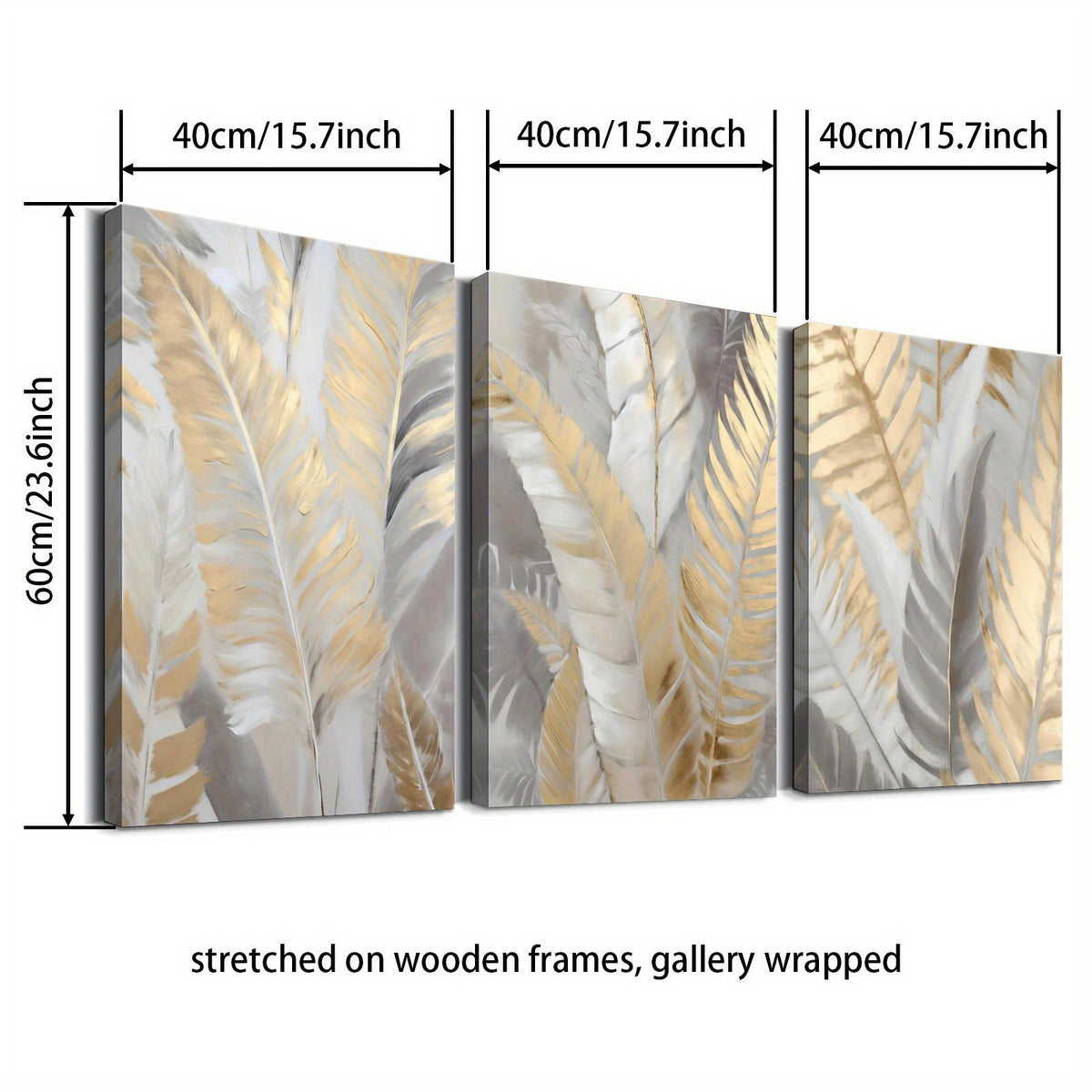 Luxury Minimalist Canvas Wall Art Set with Wooden Frames - 3pcs