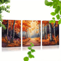 Autumn Forest Pathway Canvas Wall Art Set - 3pcs