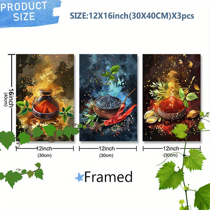 Kitchen Seasonings Canvas Wall Art Set - 3pcs