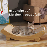 Whisker Wonders Linen-Covered Wooden Cat Lounger