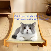 Whisker Wonders Linen-Covered Wooden Cat Lounger