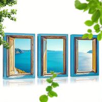 Framed Mediterranean Blue Waters Art Print - High-Quality Canvas - 3pcs