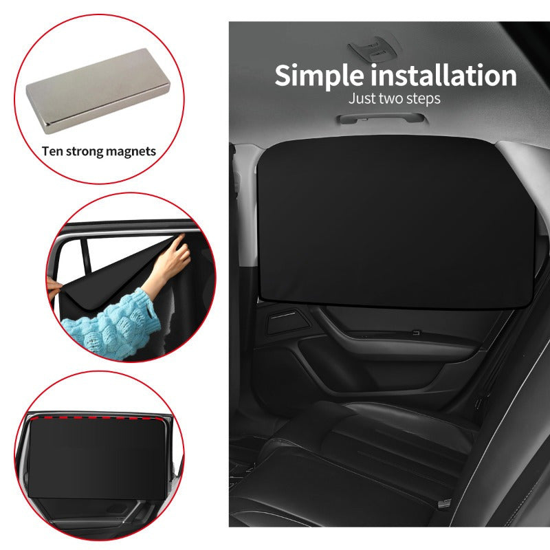 Premium Car Sunshade & Privacy Curtain - Polyester, Interior Insulation for Rear Seats