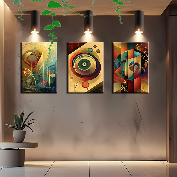 Framed Abstract Canvas Art Set - 3pcs