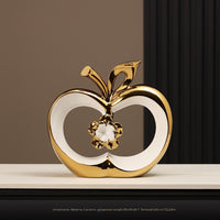 Modern Abstract Art Ceramic Sculpture with Golden Finish