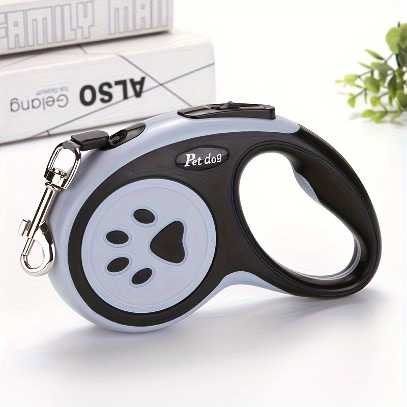 Paw Print Retractable Dog Leash, Durable Polyester Material