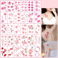 Pink Cherry Blossom Tattoos - Waterproof, Realistic Floral Stickers - 30pcs