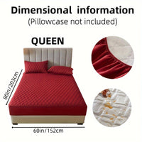 1pc Layered Solid Color Waterproof Mattress Protector (Without Pillowcase And Pillow Insert) Soft And Comfortable Mattress Cover Bedroom Guest Room Bedding Waterproof Mattress Protector Room Bedspread Non-slip All-inclusive P