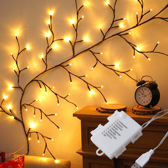 Ledoor 1pack 96LED, Festive Floral Branch Wall Lights - USB Powered