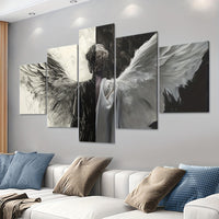 Angel Wings Canvas Art Set, Art Deco & Contemporary Style Wall Art - 5pcs