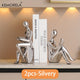 KEMORELA Vintage Ceramic Figurines Set of 2, Luxury Book Reading Statues, Non-Electric Decor for Living Room, Bedroom, Home and Office