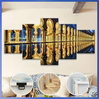 Wooden Framed Canvas, Magnificent Architecture Theme Poster - 5pcs