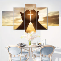 Wooden Framed Canvas Poster - Prayer Hand Canvas - 5pcs