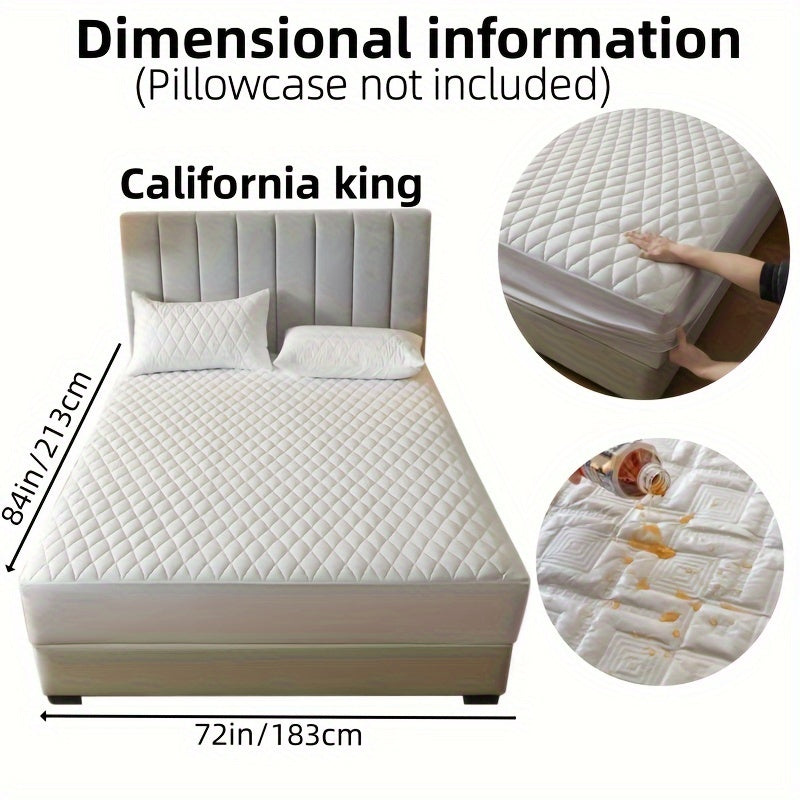 1pc Layered Solid Color Waterproof Mattress Protector (Without Pillowcase And Pillow Insert) Soft And Comfortable Mattress Cover Bedroom Guest Room Bedding Waterproof Mattress Protector Room Bedspread Non-slip All-inclusive P