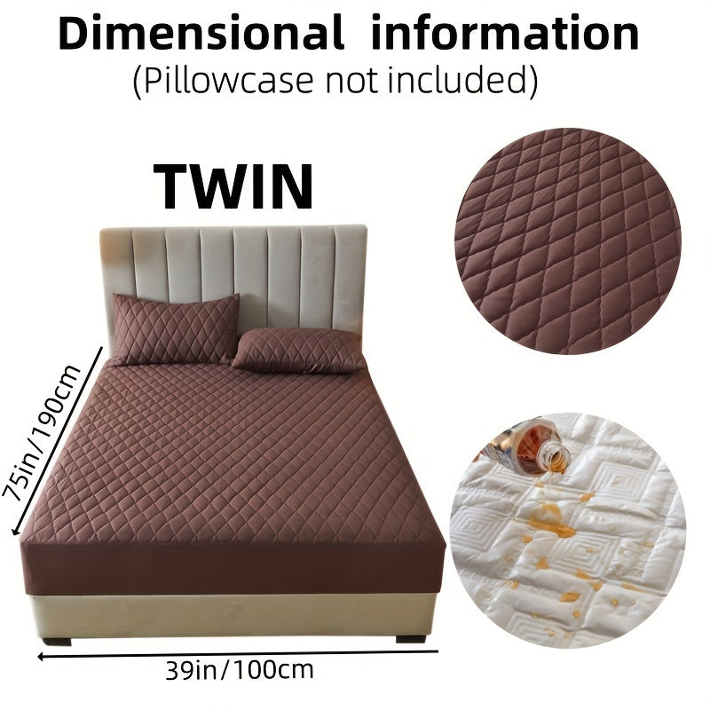 1pc Layered Solid Color Waterproof Mattress Protector (Without Pillowcase And Pillow Insert) Soft And Comfortable Mattress Cover Bedroom Guest Room Bedding Waterproof Mattress Protector Room Bedspread Non-slip All-inclusive P