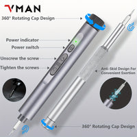 VMAN 138-in-1 Precision Electric Screwdriver Set, Handheld Chrome Vanadium Steel, Battery/USB Dual Power Mode, 230mAh Rechargeable Lithium Polymer Battery, ≤36V Operating Voltage for Mobile Phones, Cameras, Computers, Gamin