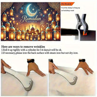 1pc Ramadan Mubarak Night Sky Backdrop - Elegant Crescent Moon & Lanterns Design, Reusable Polyester Party Banner for Indoor/Outdoor Eid Celebrations, Spring & Summer Festive Decor, Festive Backdrop | Elegant Lettering Design