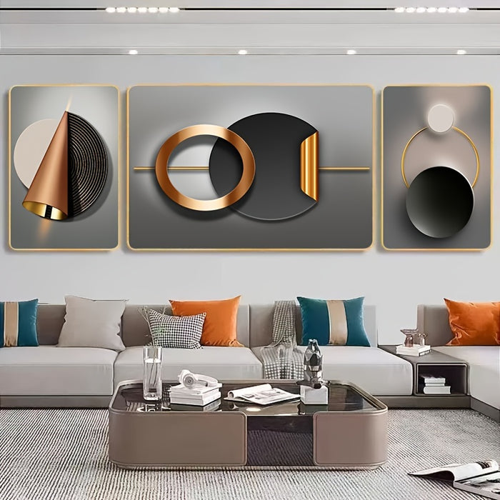 Modern Abstract Triptych Wall Art - Black or White Frames - 3pcs Set