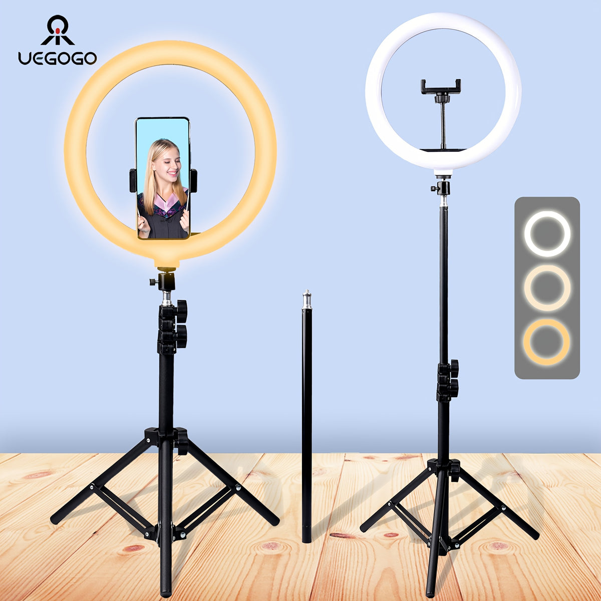 LED Selfie Ring Light - Extendable Tripod, 39cm