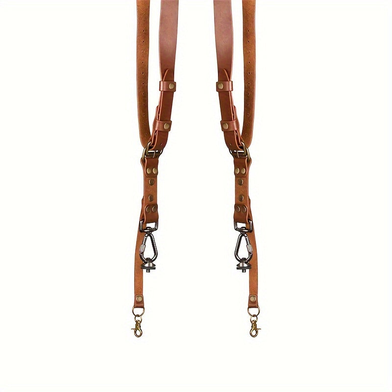 Leather Dual Camera Harness, Professional Photographer Adjustable Shoulder Straps