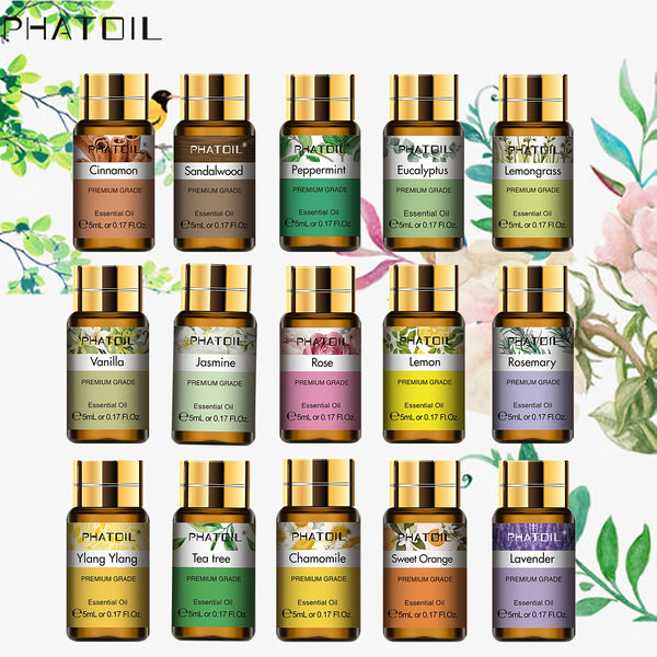 PHATOIL 15pcs Essential Oil Set, Mood Lifting Aromatic Oils, Multipurpose Liquid Format, Under 1L Capacity, No Effect - Single Blend Varieties