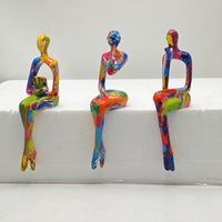 Modern Resin Abstract Figures Set, Multi-Pose Sitting Design - 3pcs