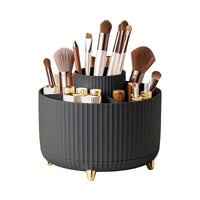 Luxury 360-Degree Rotating Makeup Organizer with 5 Compartments - Hypoallergenic, Durable Plastic Storage for Brushes, Lipsticks & More - Easy Install, Polished Finish