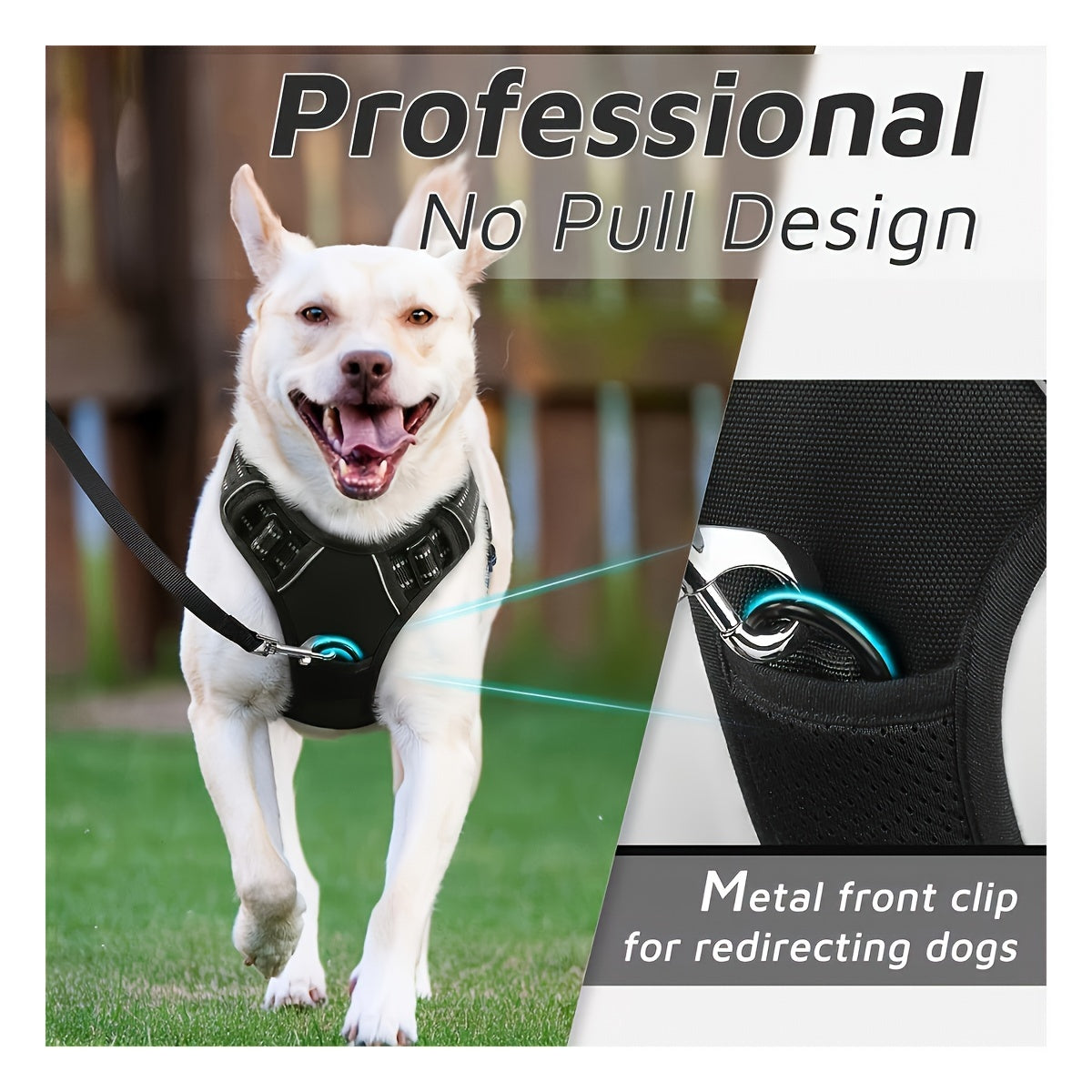 Dog Harness - No Pull Service Vest With Reflective Strips And Control Handle