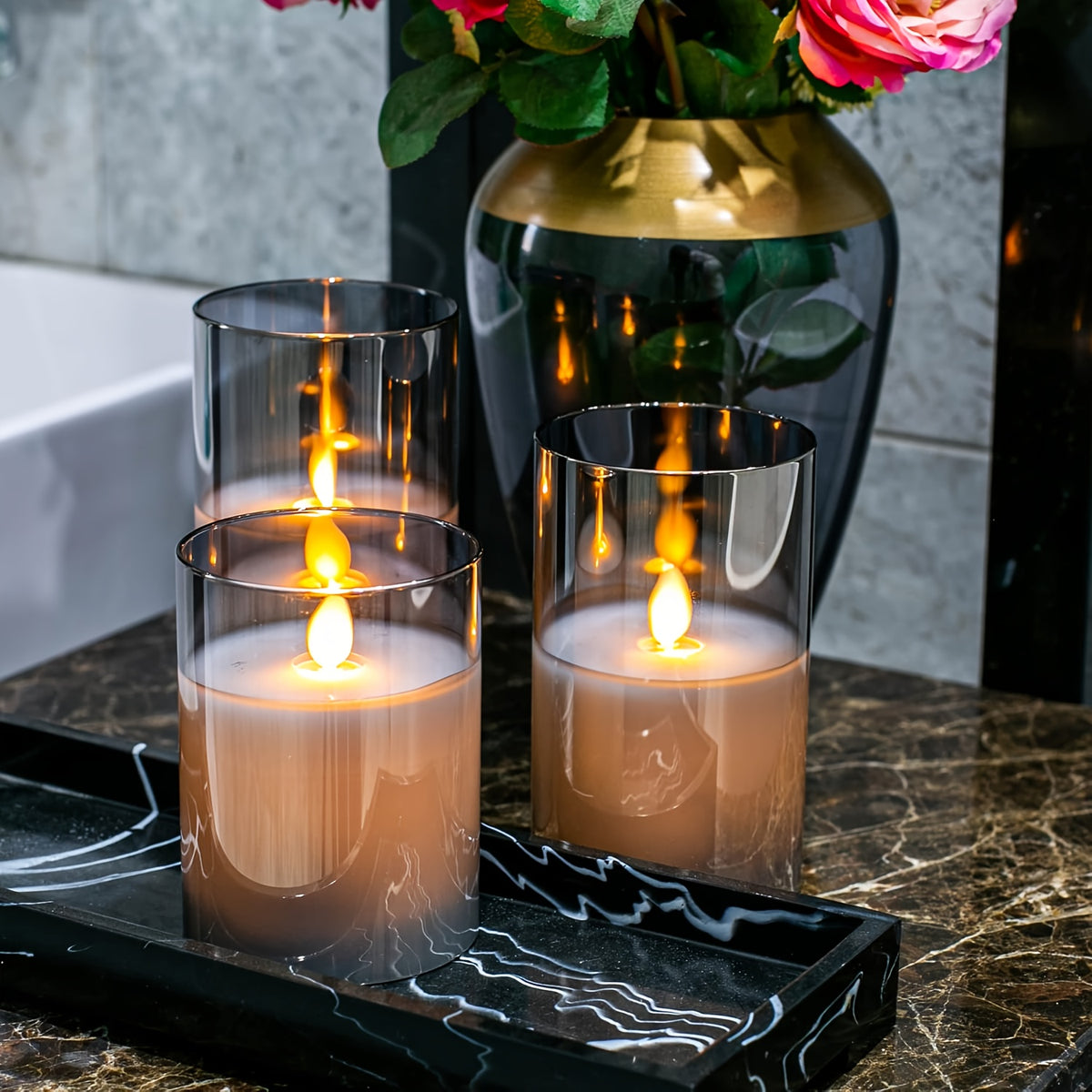 Flameless Candles with Remote Timer - 3pcs