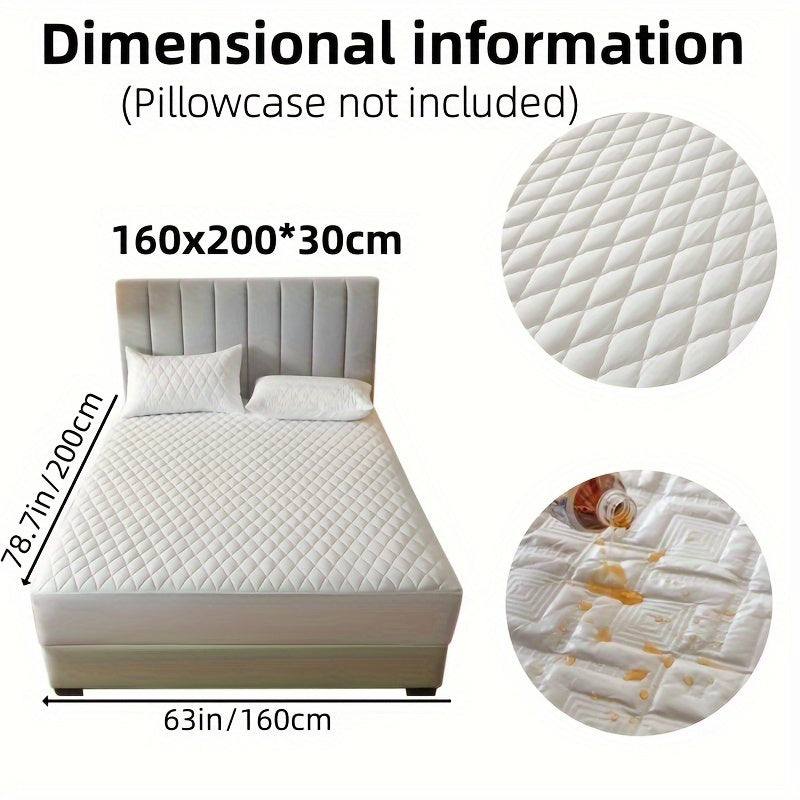 1pc Layered Solid Color Waterproof Mattress Protector (Without Pillowcase And Pillow Insert) Soft And Comfortable Mattress Cover Bedroom Guest Room Bedding Waterproof Mattress Protector Room Bedspread Non-slip All-inclusive P