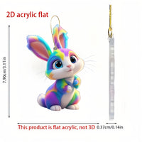 Acrylic Flat, 6pcs Easter Colorful Rabbit Ornaments