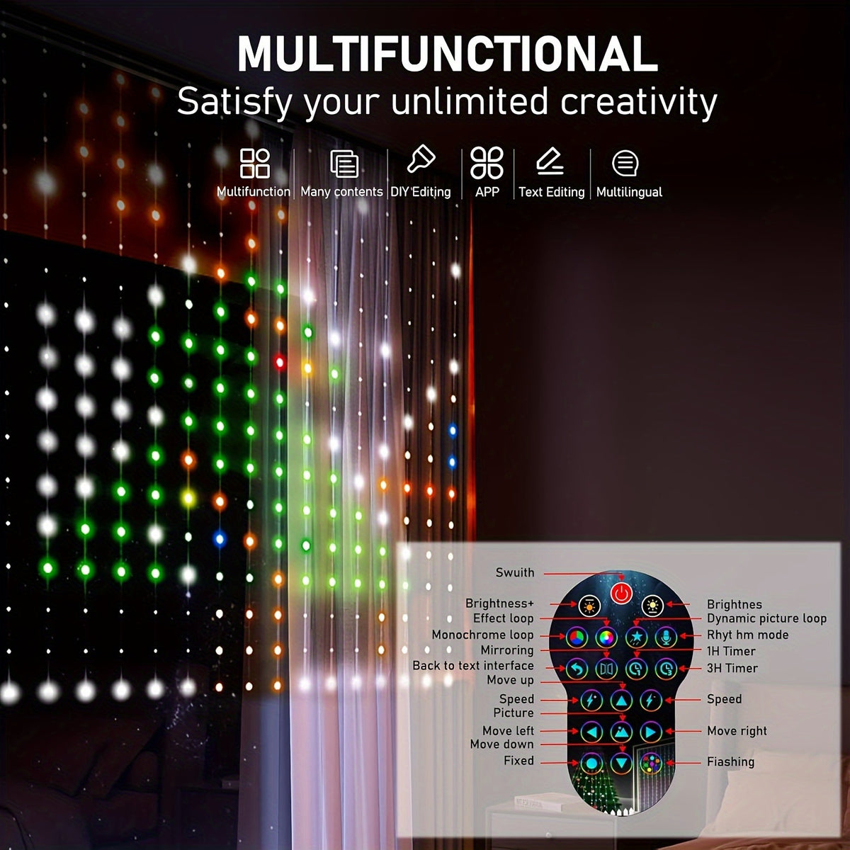 Smart Curtain Lights - RGBIC Color - 256 LED