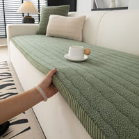 1pc Contemporary Thick Suede Sofa Pad, Machine Washable, Pet Friendly, Polyester 100%, Short Plush, Quilted Design, No Printing, Compatible with Armchair, Loveseat, 3-Seater, 4-Seater, Sectional Sofas, 250-300 g/㎡ - Ideal f