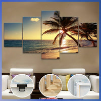 Wooden Framed Canvas, Island Scenery - 5pcs