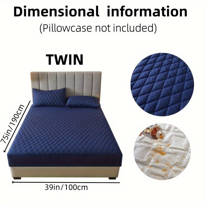 1pc Layered Solid Color Waterproof Mattress Protector (Without Pillowcase And Pillow Insert) Soft And Comfortable Mattress Cover Bedroom Guest Room Bedding Waterproof Mattress Protector Room Bedspread Non-slip All-inclusive P