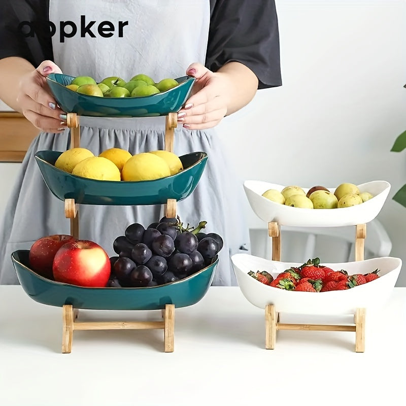 Serving Tray Set - Oval Fruit, Snack, Candy, and Cake Stand