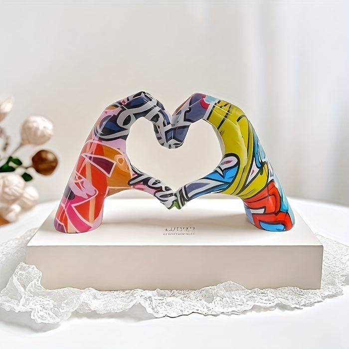 Romantic Resin Heart Gesture Sculpture - Love Sign Figurine