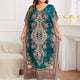 Plus Size Ethnic Floral Print Slit Dress, Casual V Neck Batwing Sleeve Dress For Spring & Summer, Women's Plus Size Clothing