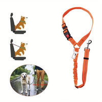 Adjustable 2-in-1 Pet Car Seat Belt & Harness - Durable Polyester, Hand-Washable