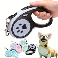 Paw Print Retractable Dog Leash, Durable Polyester Material