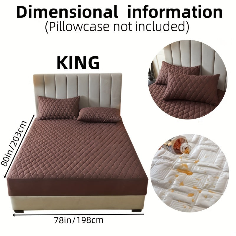 1pc Layered Solid Color Waterproof Mattress Protector (Without Pillowcase And Pillow Insert) Soft And Comfortable Mattress Cover Bedroom Guest Room Bedding Waterproof Mattress Protector Room Bedspread Non-slip All-inclusive P